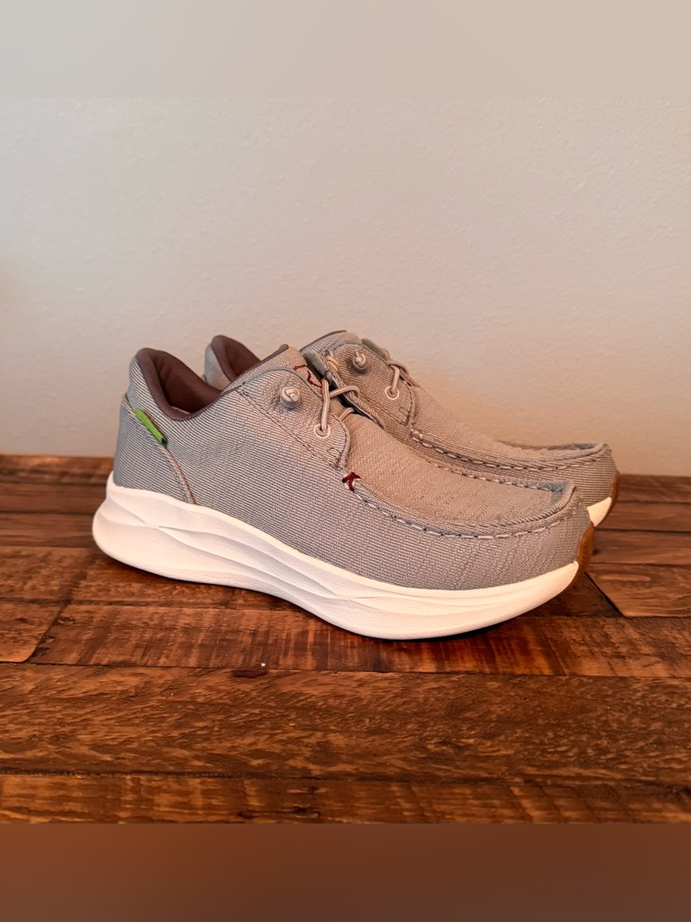 Twisted X Gray Canvas Slip-On Loafers with White Sole